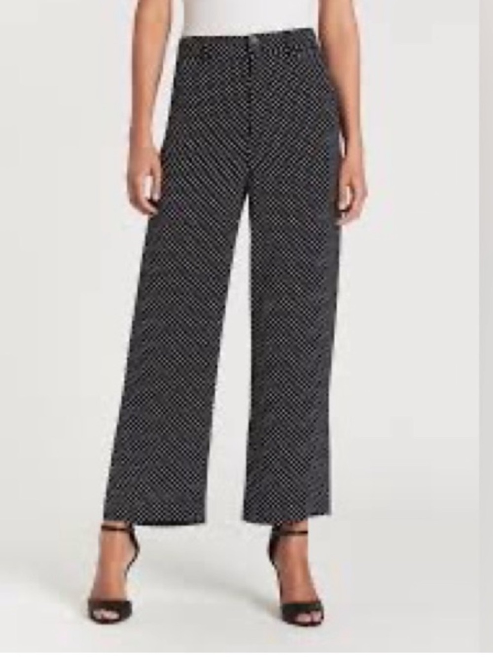 Rebecca Taylor Polka Dot Navy White High Waist Wide Leg Flowy Retro Pant 8